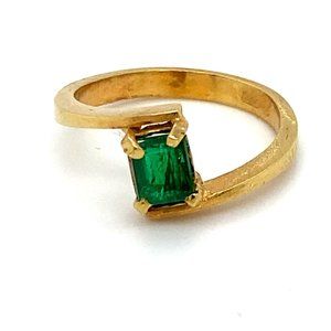 Emerald .80ct Solid 22K Yellow Gold Ring